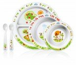 Set Lapin complet, set de 2 bol, de 6M+ à 12M+, assiette et couvert 2° age
