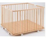 Parc Gaby 459 Combelle, plancher réglable en hauteur, roulettes, finition bio